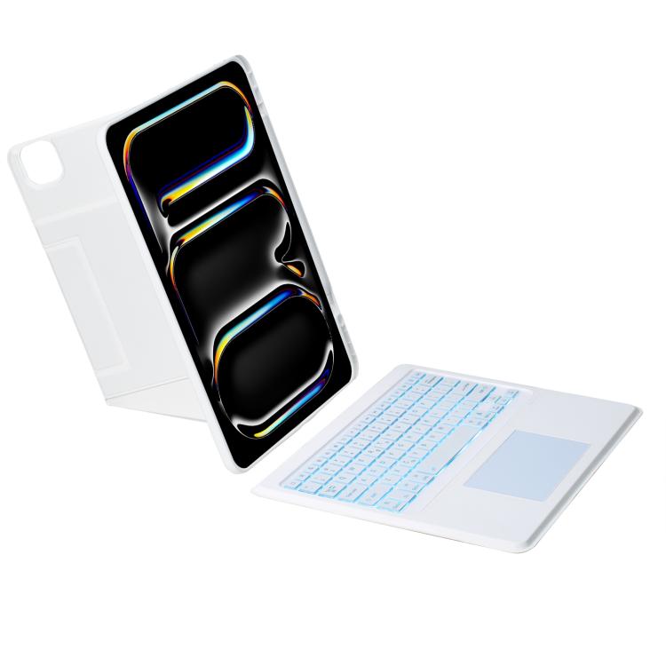 For iPad Pro 13 2024 Holder Floating Detachable Backlight Keyboard Tablet Leather Case with Touchpad