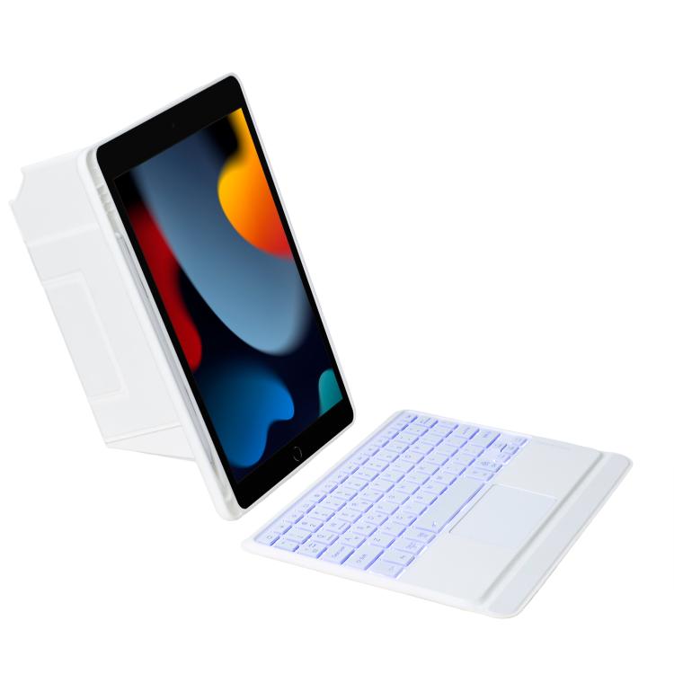For iPad 10.2 / Air 3 10.5 / Pro 10.5 Holder Floating Detachable Backlight Keyboard Tablet Leather Case with Touchpad