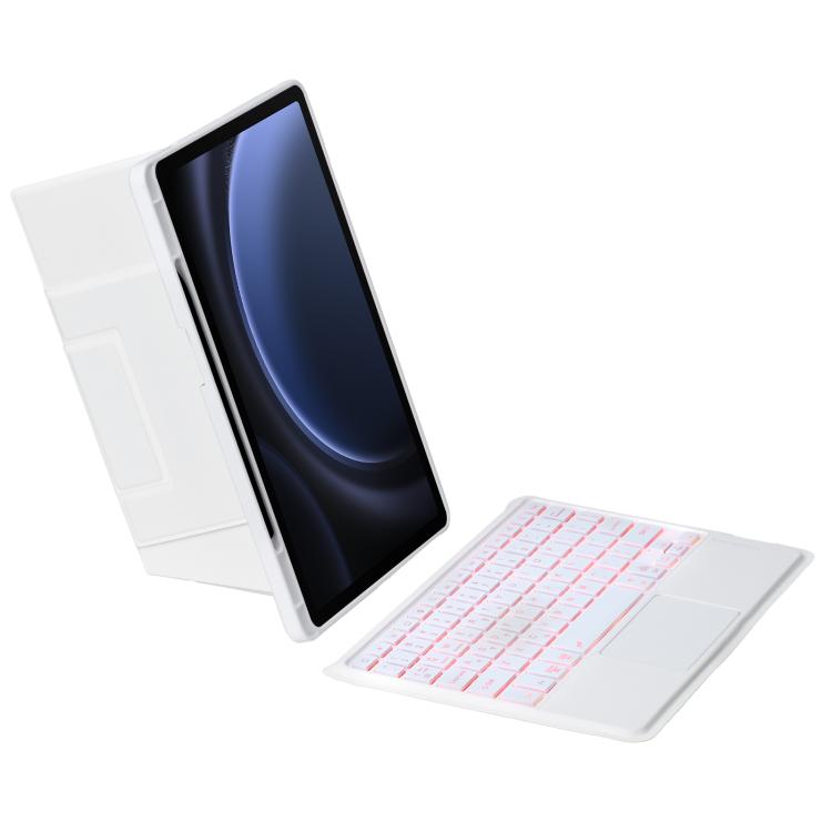 For Samsung Galaxy Tab S10 Lite/S10 FE/S9 FE Holder Floating Detachable Backlight Keyboard Tablet Leather Case with Touchpad