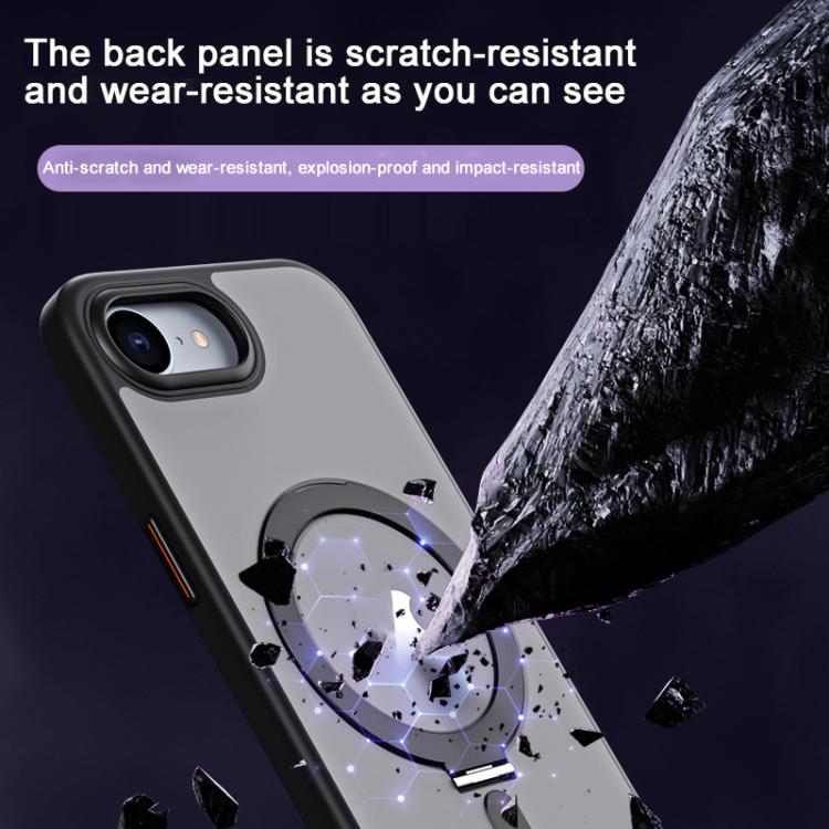 For iPhone 16e / 17e Airbag MagSafe Shockproof Frosted Phone Case with Fold Holder