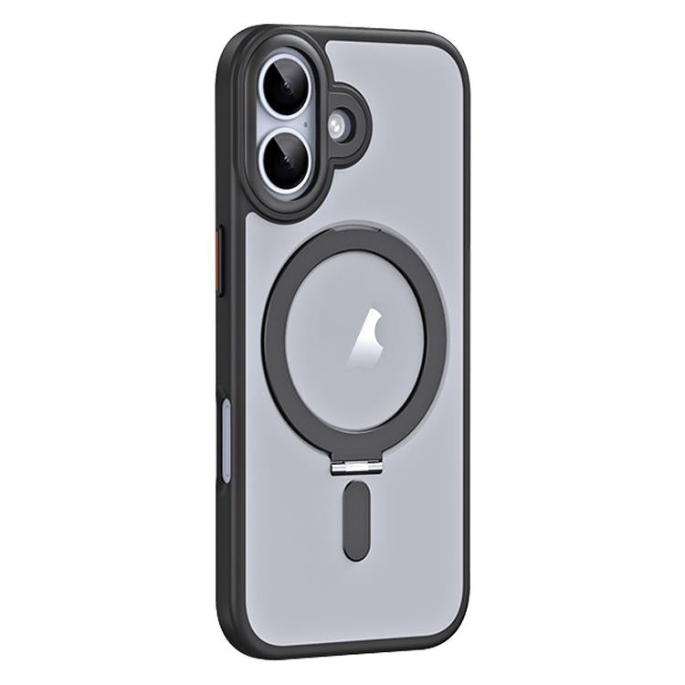 For iPhone 17 Airbag MagSafe Shockproof Frosted Phone Case with Fold Holder