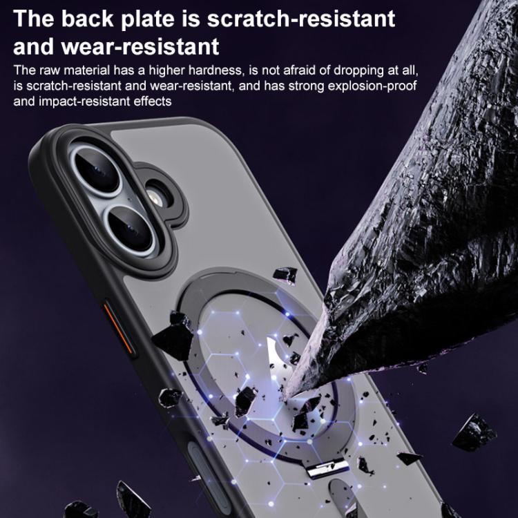 For iPhone 17 Airbag MagSafe Shockproof Frosted Phone Case with Fold Holder