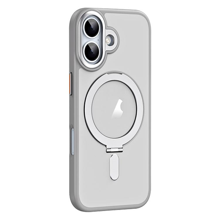 For iPhone 17 Airbag MagSafe Shockproof Frosted Phone Case with Fold Holder