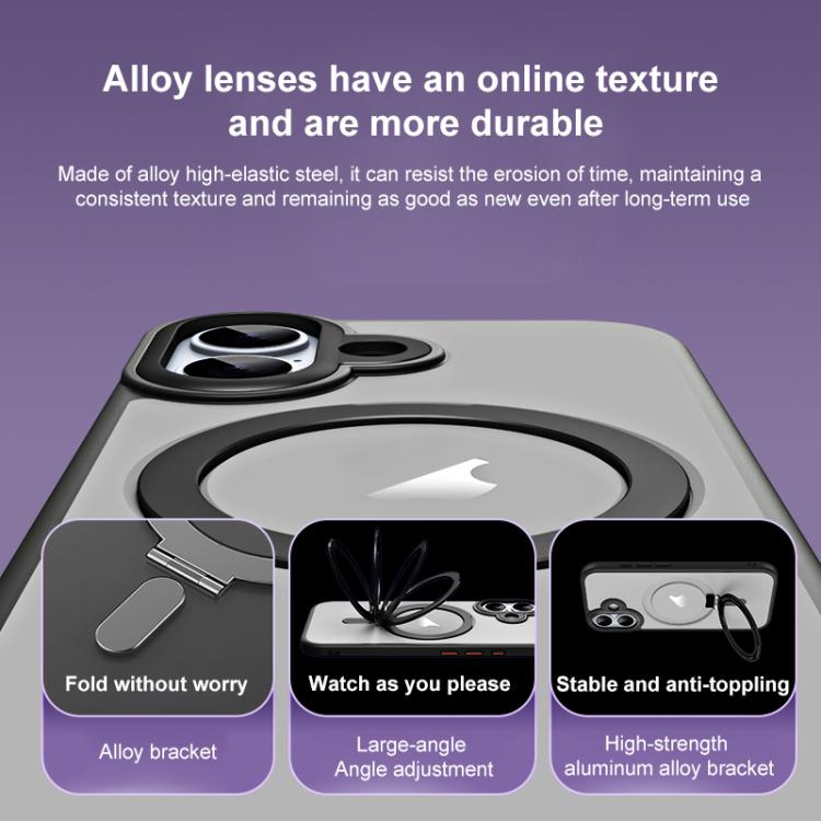 For iPhone 17 Airbag MagSafe Shockproof Frosted Phone Case with Fold Holder