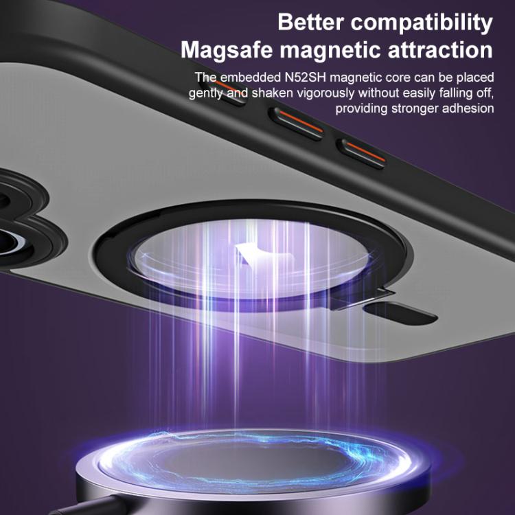 For iPhone 17 Airbag MagSafe Shockproof Frosted Phone Case with Fold Holder