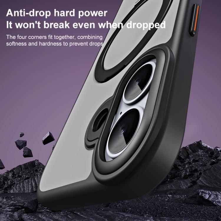 For iPhone 17 Airbag MagSafe Shockproof Frosted Phone Case with Fold Holder