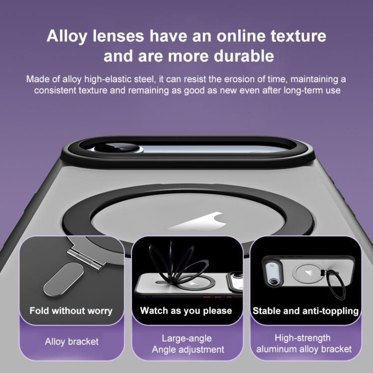 For iPhone Air Airbag MagSafe Shockproof Frosted Phone Case with Fold Holder