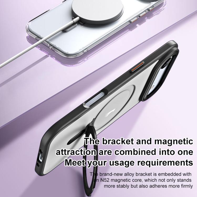 For iPhone Air Airbag MagSafe Shockproof Frosted Phone Case with Fold Holder