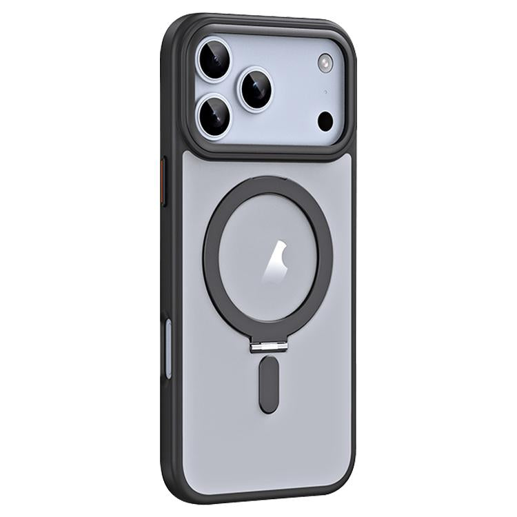 For iPhone 17 Pro Airbag MagSafe Shockproof Frosted Phone Case with Fold Holder