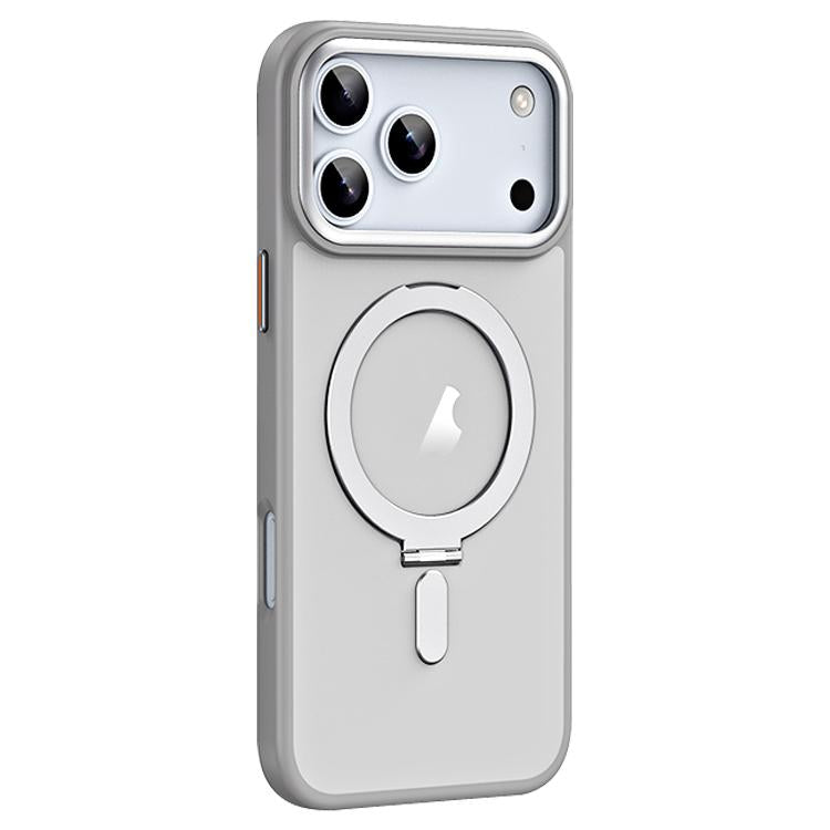 For iPhone 17 Pro Airbag MagSafe Shockproof Frosted Phone Case with Fold Holder