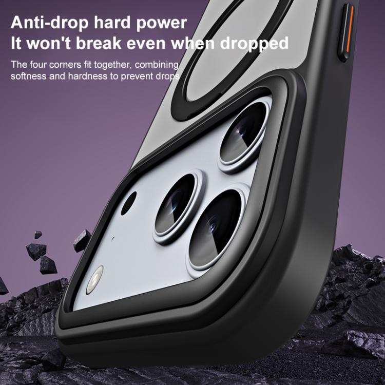 For iPhone 17 Pro Airbag MagSafe Shockproof Frosted Phone Case with Fold Holder