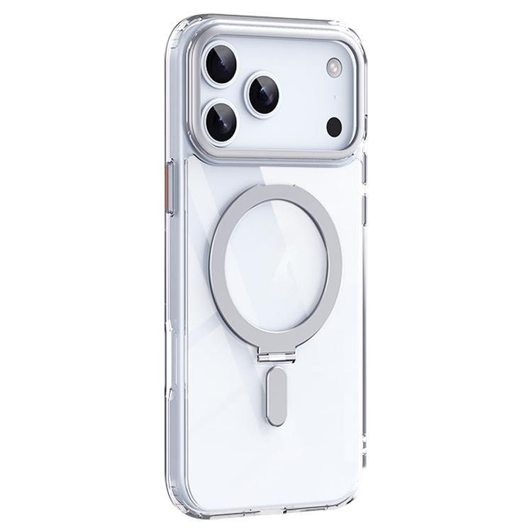 For iPhone 17 Pro Airbag MagSafe Shockproof Frosted Phone Case with Fold Holder