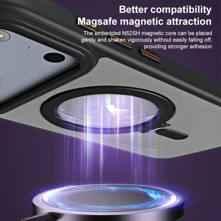For iPhone 17 Pro Airbag MagSafe Shockproof Frosted Phone Case with Fold Holder