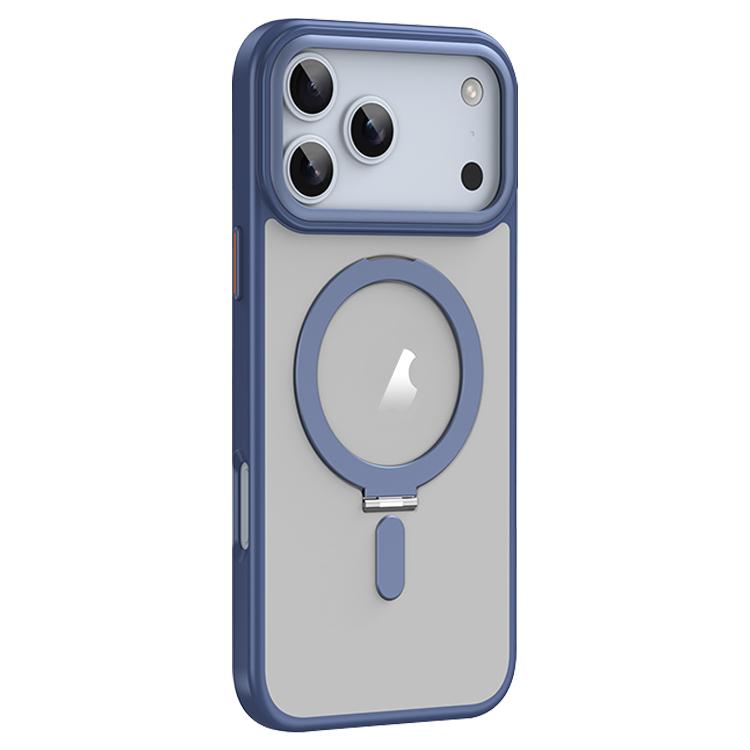 For iPhone 17 Pro Max Airbag MagSafe Shockproof Frosted Phone Case with Fold Holder