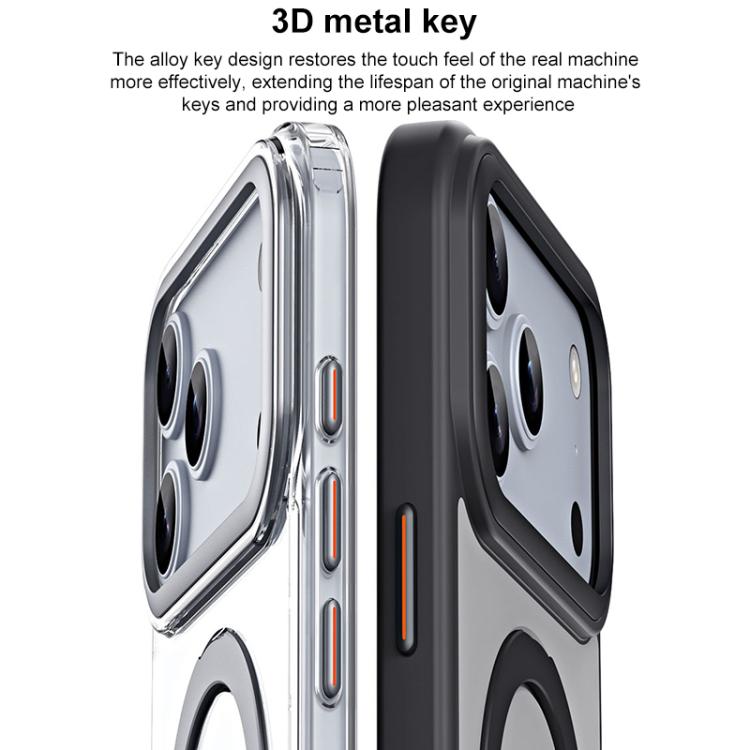 For iPhone 17 Pro Max Airbag MagSafe Shockproof Frosted Phone Case with Fold Holder