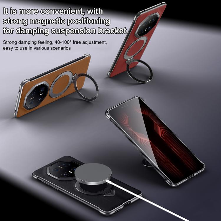For Huawei Mate 70 RS Ultimate SULADA Top Grain Leather MagSafe Magnetic Holder Phone Case