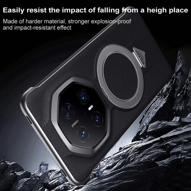 For Huawei Mate 70 RS Ultimate SULADA Top Grain Leather MagSafe Magnetic Holder Phone Case