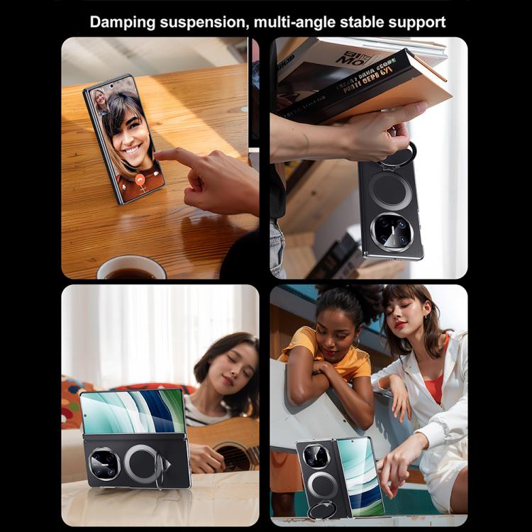 For Huawei Mate X6 SULADA Top Grain Leather MagSafe Magnetic Holder Phone Case