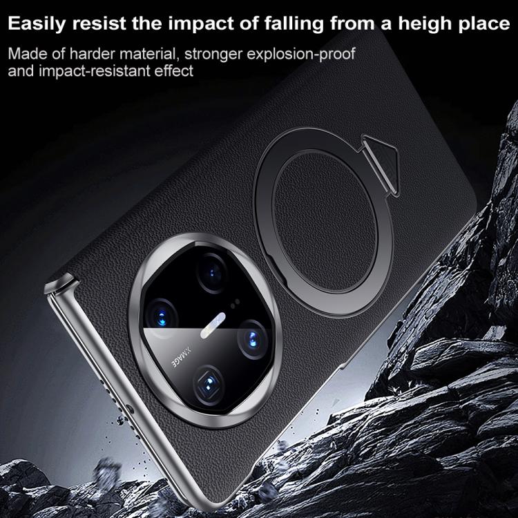 For Huawei Mate X6 SULADA Top Grain Leather MagSafe Magnetic Holder Phone Case