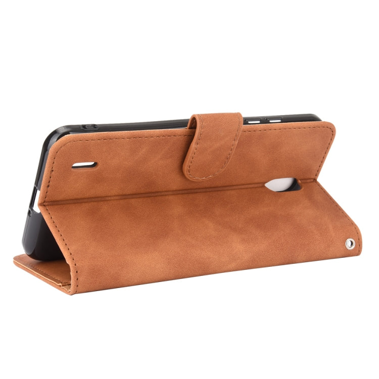 For Nokia C2 Solid Color Skin Feel Magnetic Buckle Horizontal Flip Calf Texture PU Leather Case with Holder & Card Slots & Wallet