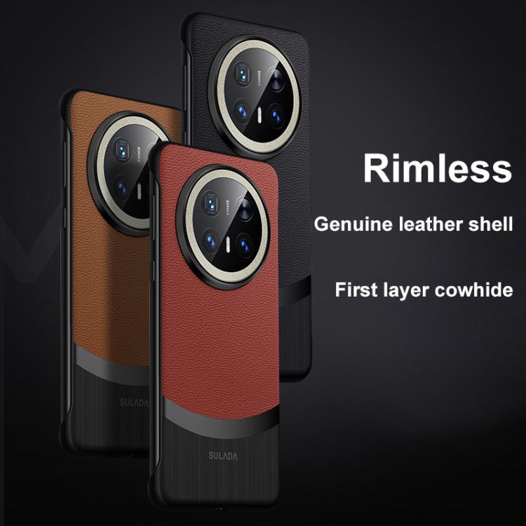 For Huawei Mate 70 SULADA Frameless Top Layer Cowhide Leather Hybrid PC Phone Case