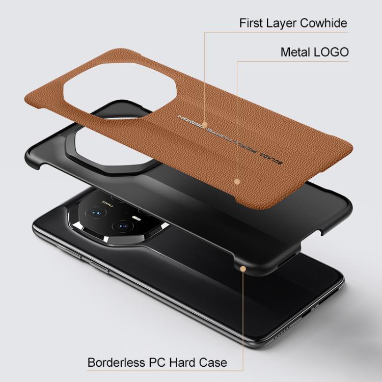 For Huawei Mate 70 RS Ultimate SULADA Frameless Top Layer Cowhide Leather Hybrid PC Phone Case