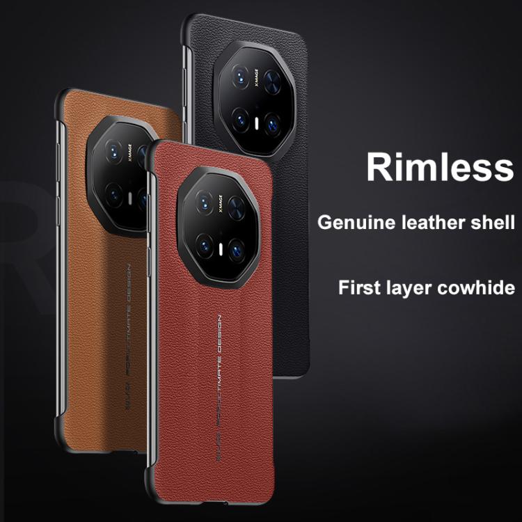 For Huawei Mate 70 RS Ultimate SULADA Frameless Top Layer Cowhide Leather Hybrid PC Phone Case