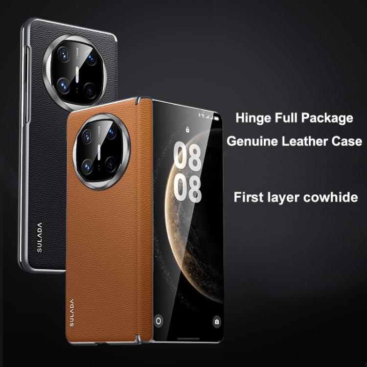 For Huawei Mate X6 SULADA Frameless Top Layer Cowhide Leather Hybrid PC Phone Case