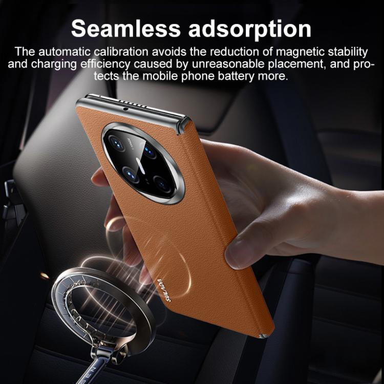 For Huawei Mate X6 SULADA Frameless Top Layer Cowhide Leather Hybrid PC Phone Case