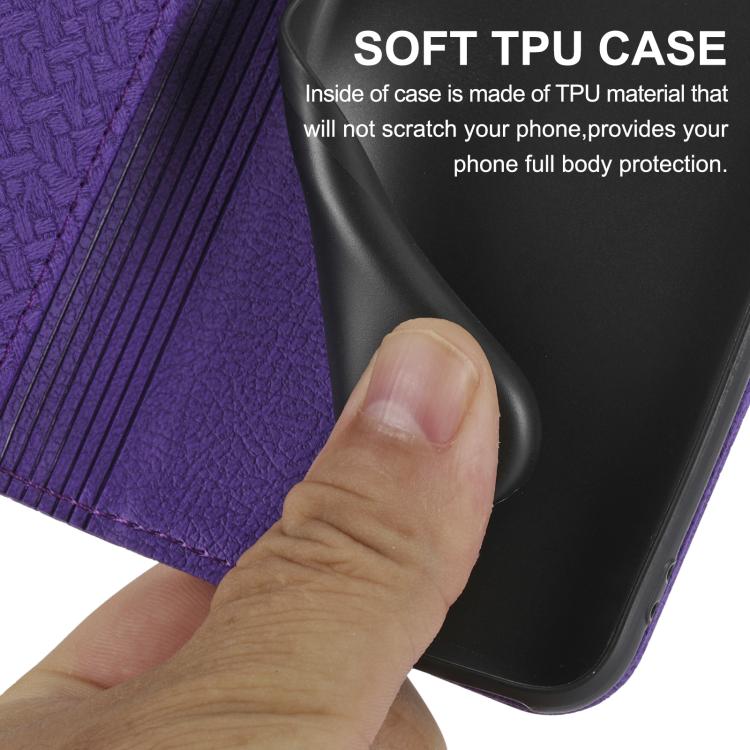 For Samsung Galaxy S25 FE 5G Woven Texture Stitching Magnetic Leather Phone Case