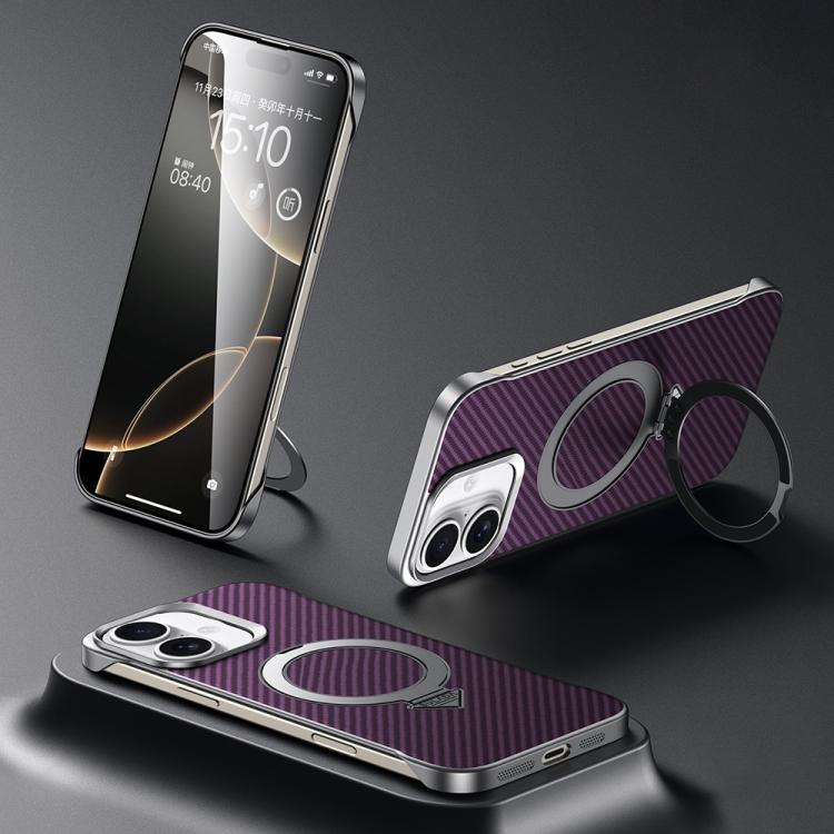 For iPhone 16 SULADA Kevlar Texture MagSafe Magnetic Holder Phone Case
