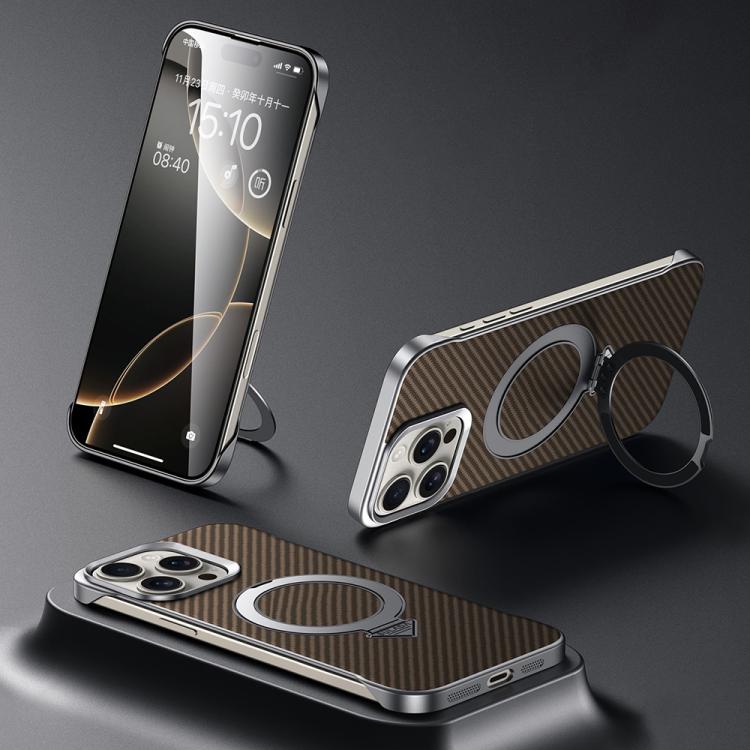 For iPhone 15 Pro Max SULADA Kevlar Texture MagSafe Magnetic Holder Phone Case