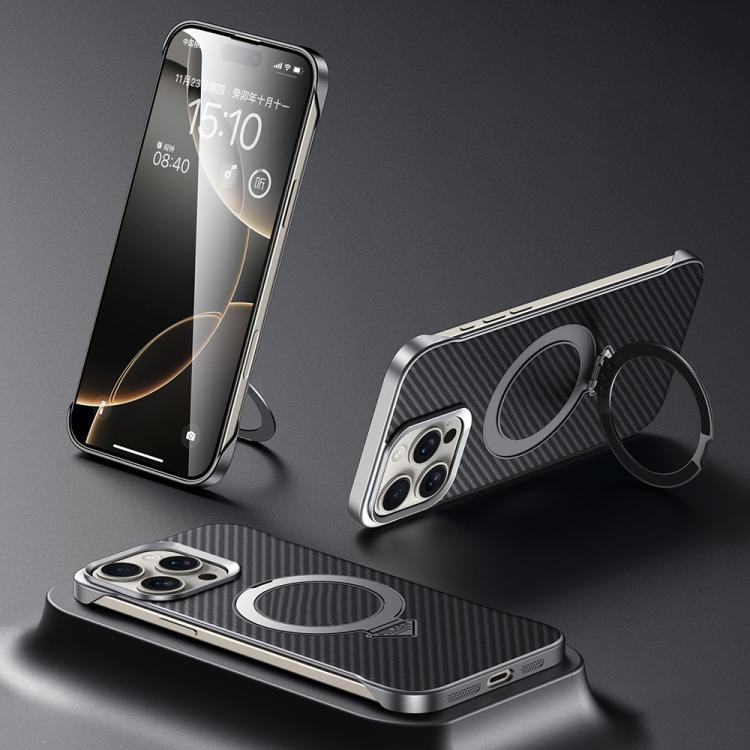 For iPhone 15 Pro SULADA Kevlar Texture MagSafe Magnetic Holder Phone Case