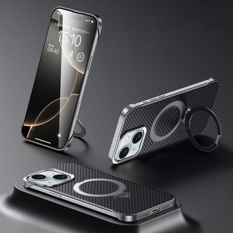 For iPhone 15 SULADA Kevlar Texture MagSafe Magnetic Holder Phone Case