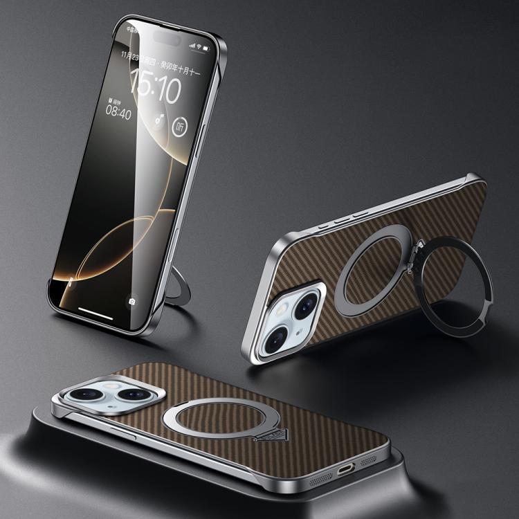 For iPhone 15 SULADA Kevlar Texture MagSafe Magnetic Holder Phone Case