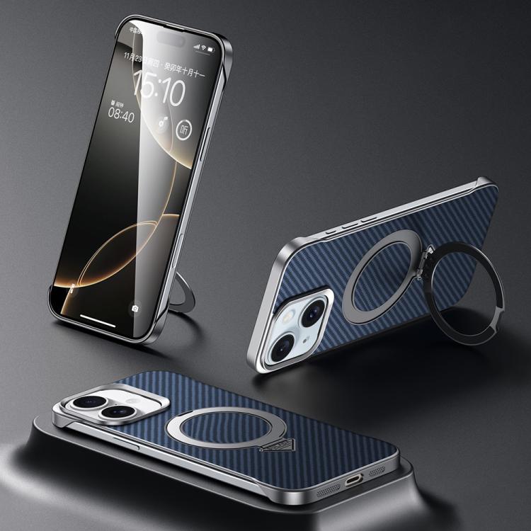 For iPhone 15 SULADA Kevlar Texture MagSafe Magnetic Holder Phone Case