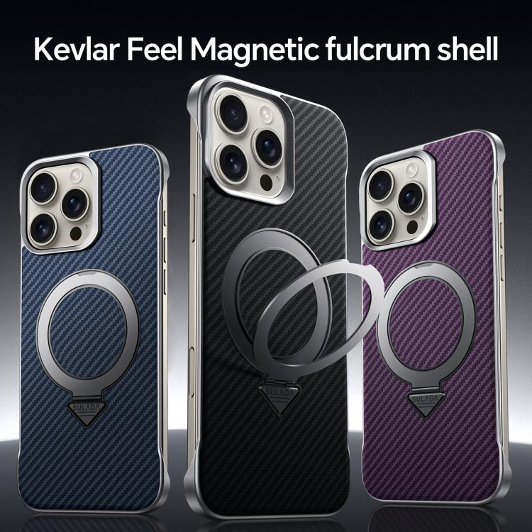 For iPhone 15 Pro Max SULADA Kevlar Texture MagSafe Magnetic Holder Phone Case
