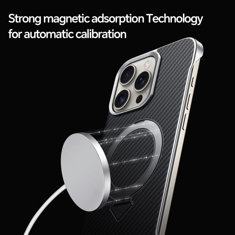 For iPhone 16 Pro SULADA Kevlar Texture MagSafe Magnetic Holder Phone Case