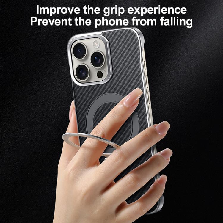 For iPhone 15 Pro Max SULADA Kevlar Texture MagSafe Magnetic Holder Phone Case
