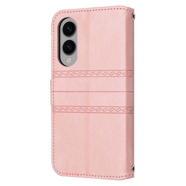 For Samsung Galaxy S25 Edge 5G Embossed Stripes Skin Feel Leather Phone Case