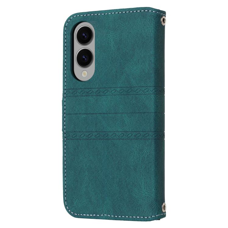 For Samsung Galaxy S25 Edge 5G Embossed Stripes Skin Feel Leather Phone Case