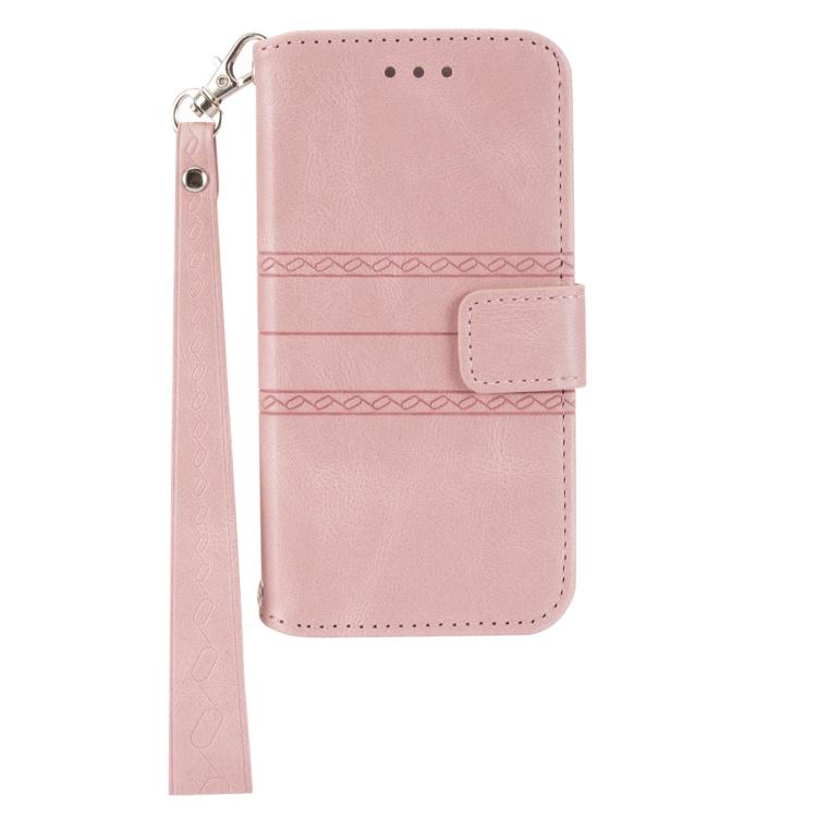 For Samsung Galaxy S25 FE 5G Embossed Stripes Skin Feel Leather Phone Case