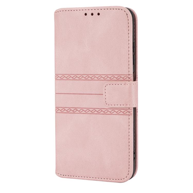 For Samsung Galaxy S25 FE 5G Embossed Stripes Skin Feel Leather Phone Case