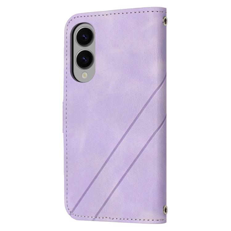 For Samsung Galaxy S25 Edge 5G Embossed Line Leather Phone Case with Lanyard