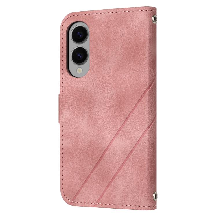For Samsung Galaxy S25 Edge 5G Embossed Line Leather Phone Case with Lanyard