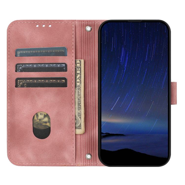 For Samsung Galaxy S25 Edge 5G Embossed Line Leather Phone Case with Lanyard