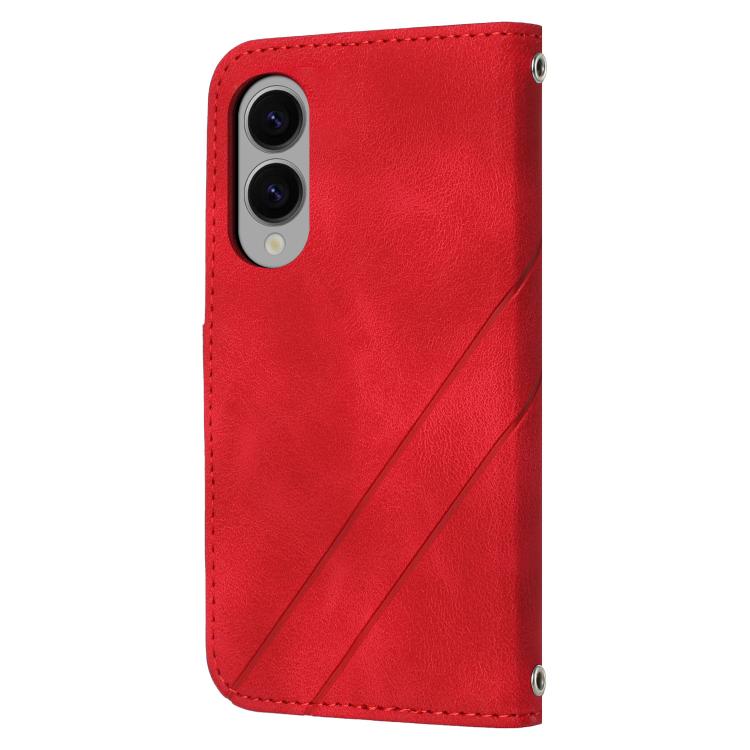 For Samsung Galaxy S25 Edge 5G Embossed Line Leather Phone Case with Lanyard