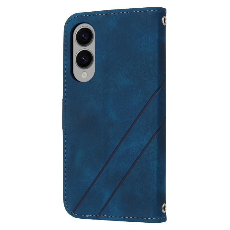 For Samsung Galaxy S25 Edge 5G Embossed Line Leather Phone Case with Lanyard