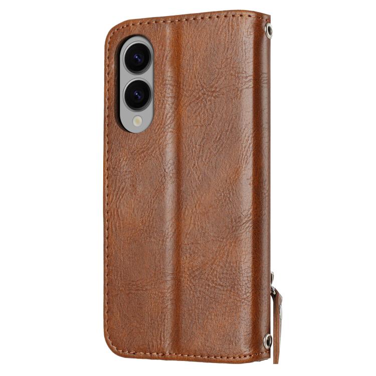 For Samsung Galaxy S25 Edge 5G Oil Skin Zipper Wallet Leather Phone Case