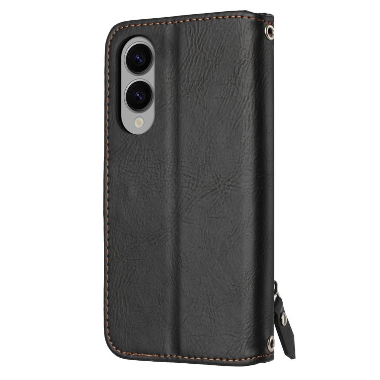 For Samsung Galaxy S25 Edge 5G Oil Skin Zipper Wallet Leather Phone Case